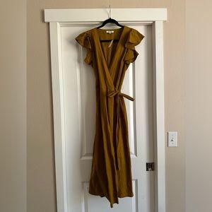 Madewell Ruffle Sleeve Midi Wrap Dress XS